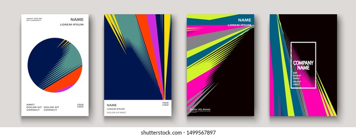 Modern cover collection design. Abstract retro 90s style texture of colorful neon lines. Striped trends background. Future geometric patterns. Design presentations, print, flyer, business cards