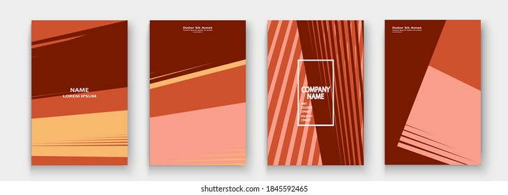 Modern cover collection design vector. Abstract retro style pink red orange lines texture. Striped trend background. Futuristic geometric stripe pattern. Design presentation, template, business cards