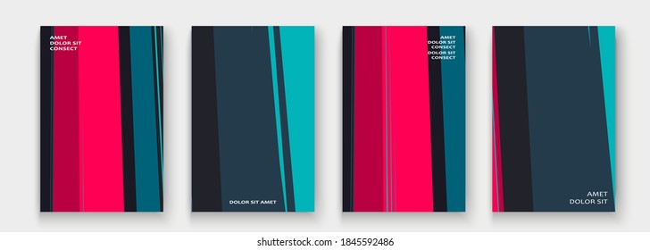 Vector de diseño moderno de la colección de portadas. Resumen estilo retro estilo azul líneas de neón rojo textura. Fondo de tendencia rayado. Patrón de rayas geométricas futuristas. Presentación de diseño, plantilla, tarjetas de visita