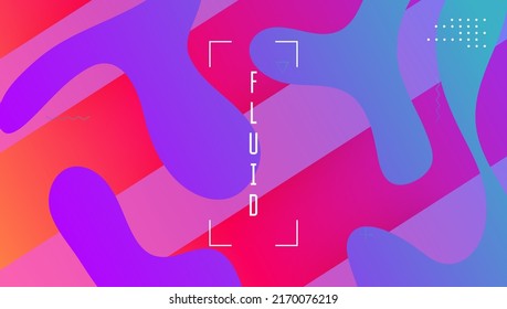 Modern Cover. Commercial Illustration. Flow Landing Page. Flat Liquid Shape. Trendy Frame. Gradient Screen. Blue Graphic Design. Rainbow Banner. Magenta Modern Cover