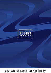  Modern cover design. Abstract wavy (curved) lines pattern gradient blue on premium gradient dark blue background. Creative line vector for business background, brochure template, booklet, flyer, etc.