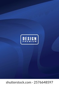  Modern cover design. Abstract wavy (curved) lines pattern gradient blue on premium gradient dark blue background. Creative line vector for business background, brochure template, booklet, flyer, etc.