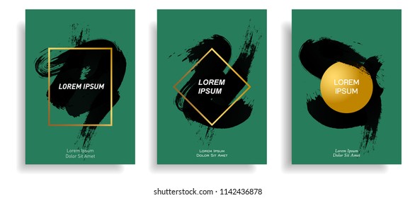 modern cover design with black brush shape element