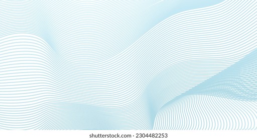 Modern cover design with blue wave lines on white background. abstract blue lines pattern or wavy stripes for business background, certificate, presentation layout, poster, banner. Vector