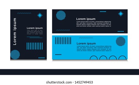 modern cover design with dark blue and black color. modern square and circle banner design with memphis style. can be used to advertising, cover, brochure, flyer, book. vector