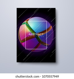Modern cover design with iridescent fractured abstract sphere. Vector geometric illustration. Bright gradient colors object. Futuristic visual object. Cracked colorful shape. Digital art concept