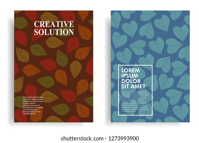 modern cover design with leaf shape element texture background