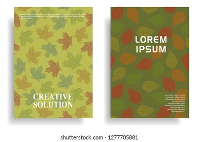 modern cover design with leaf shape element texture background