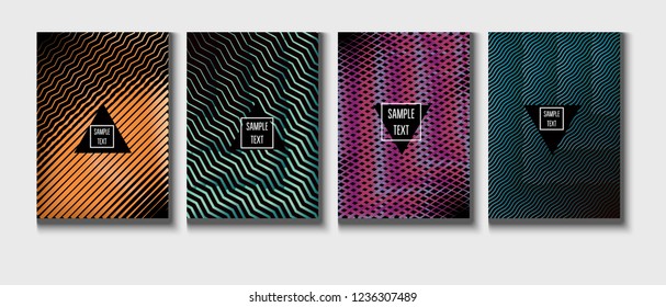 Modern Cover Design, Minimal Futuristic Vector Music Poster. Geometric Presentation, Green, Gray, Pink, Blue Corporate Identity. Textured Minimal Business Cover. Hi-Tech Futuristic Journal Template