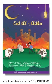 modern cover design Poster Eid Mubarak Cartoon Ilustration