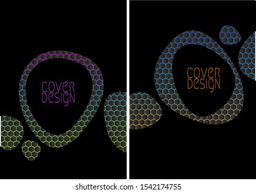 Modern cover design. Rippling cool layer on wire netting background.