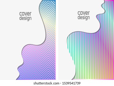 Modern cover design. Rippling white layer on colorful background.