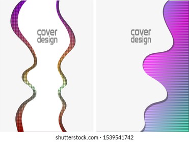 Modern cover design. Rippling white layer on colorful background.