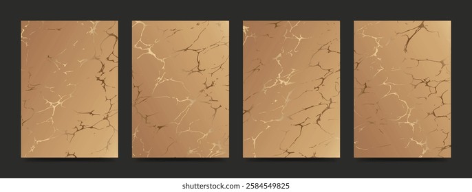 Modern cover design set. Backgrounds with cracks texture. Vector illustrations in A4 size for invitation, card, cover, poster, brochure.