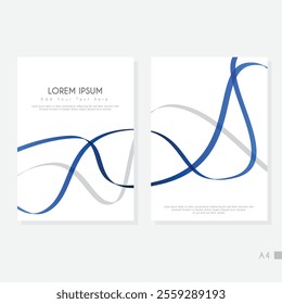 Modern cover design set. Blue, white abstract line pattern. Creative wavy stripe vector collection for business background, certificate, contemporary.