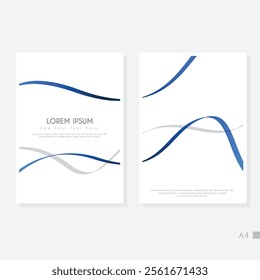 Modern cover design set. Blue, white abstract line pattern. Creative wavy stripe vector collection for business background, certificate, contemporary.
