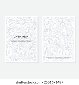 Modern cover design set. Blue, white abstract line pattern. Creative wavy stripe vector collection for business background, certificate, contemporary.

