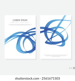 Modern cover design set. Blue, white abstract line pattern. Creative wavy stripe vector collection for business background, certificate, contemporary.
