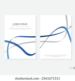 Modern cover design set. Blue, white abstract line pattern. Creative wavy stripe vector collection for business background, certificate, contemporary.
