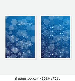 Modern cover design set. Blue, white abstract line pattern. Creative wavy stripe vector collection for business background, certificate, contemporary.
