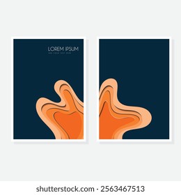 Modern cover design set. Blue, white abstract line pattern. Creative wavy stripe vector collection for business background, certificate, contemporary.
