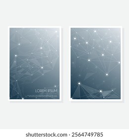 Modern cover design set. Blue, white abstract line pattern. Creative wavy stripe vector collection for business background, certificate, contemporary.
