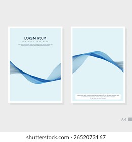 Modern cover design set. Blue, white abstract line pattern. Creative wavy stripe vector collection for business background, certificate, contemporary.
