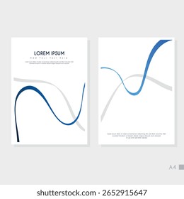 Conjunto de design de tampa moderno. Padrão de linha abstrata azul, branco. Coleção de vetor de faixa ondulada criativa para fundo de negócios, certificado, contemporâneo.