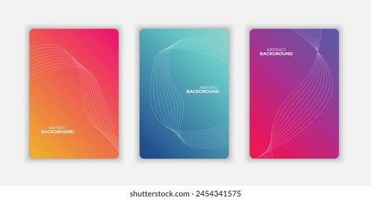 Modern cover design set collection. colorful abstract line pattern. Creative wavy stripe collection layout for business background, certificate, brochure template, contemporary planner, ads

