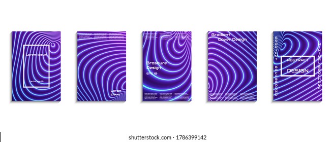 Modern cover design set. Dynamic circular colorful gradients. Retro background. Gradient layout for greetings card, flyers, invitation, posters, brochure, banners, calendar. Vector stock design.