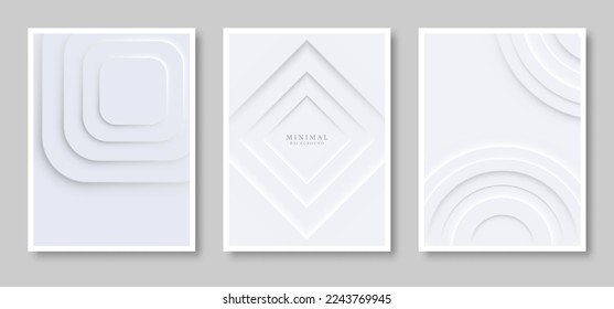 Modern cover design set. Geometric background template in neomorphism style for business page background, certificate, brochure