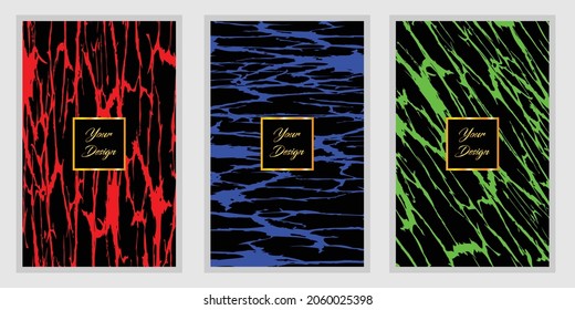 Modern Cover Design Set with Grime vector pattern. Dynamic vector collection for Invitation card, Notebook, flyer, poster, and brochure