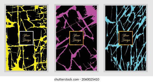 Modern Cover Design Set with Grime vector pattern. Dynamic vector collection for Invitation card, Notebook, flyer, poster, and brochure