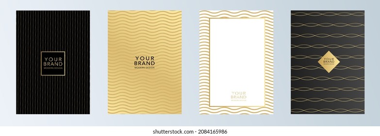 Diseño de portada moderno con colores de primera calidad. Patrón de línea de oro y negro abstracto de oro. Diseño vectorial de banda ondulada de lujo para el fondo de negocios, certificado, plantilla de folleto, menú, catálogo, volante