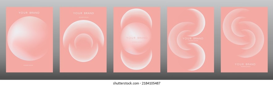 Modern cover design set with vibrant gradient round shapes. Futuristic abstract backgrounds with moon sphere for your creative graphic design. Vector illustration.