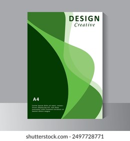 Modern cover design template with A4 size. green wave shape Book covers, brochure and posters concept in modern minimal style for branding, social media advertising, promo, annual report,