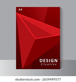 Plantilla de diseño de portada moderna con tamaño A4. forma de rectángulo rojo Cubiertas de libro, folleto y concepto de carteles en estilo minimalista moderno para la marca, publicidad en redes sociales, promoción, informe anual,