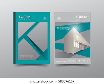 Modern cover design template, Annual report, flyer, presentation, brochure. Front page, Cover layout design layout in A4 size . Abstract grey green color with building background. 