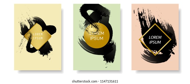 modern cover design template with black ink shape