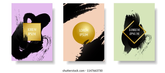 modern cover design template with black ink shape