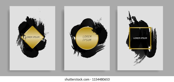 modern cover design template with brushed ink shape element