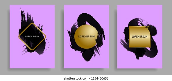 modern cover design template with brushed ink shape element