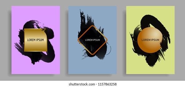 modern cover design template with brushed ink shape element