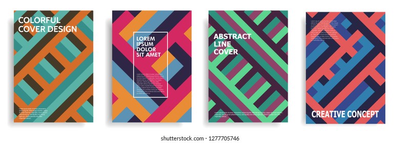 modern cover design template with colorful lines element