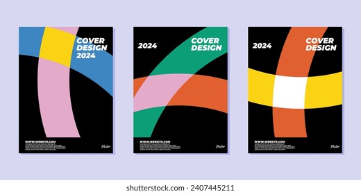 Modern cover design template with colorful dynamic overlay lines