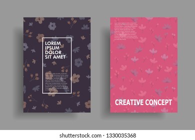 modern cover design template with leaf and flower pattern background
