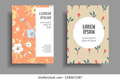 modern cover design template with leaf and flower pattern background