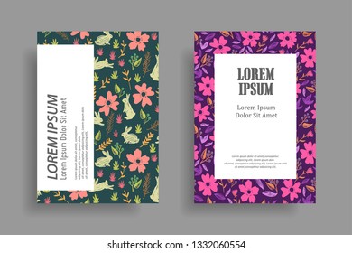 modern cover design template with leaf and flower pattern background