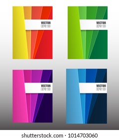 Modern cover design  template set with Colorful abstract lines paper pamodern different color gradient style on background for decoration presentation, brochure, catalog, poster, book,Vector 