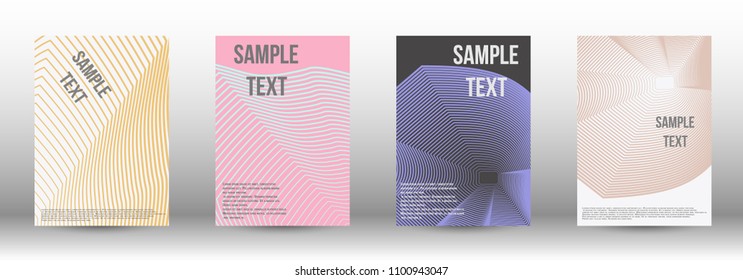 A modern cover design template. A set of modern abstract covers. Creative backgrounds from abstract gradient lines to create a trendy background for a banner, poster, booklet. Vector.